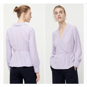 J.Crew Lavender Drapey Faux-Wrap Blouse Womens Size 6 Long Sleeve